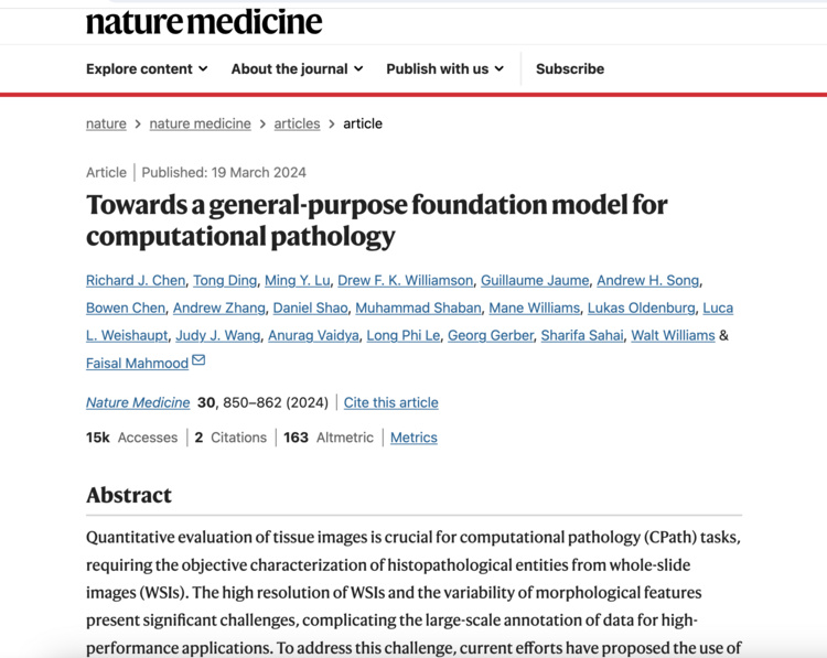 screenshot of article on Nature Medicine's website