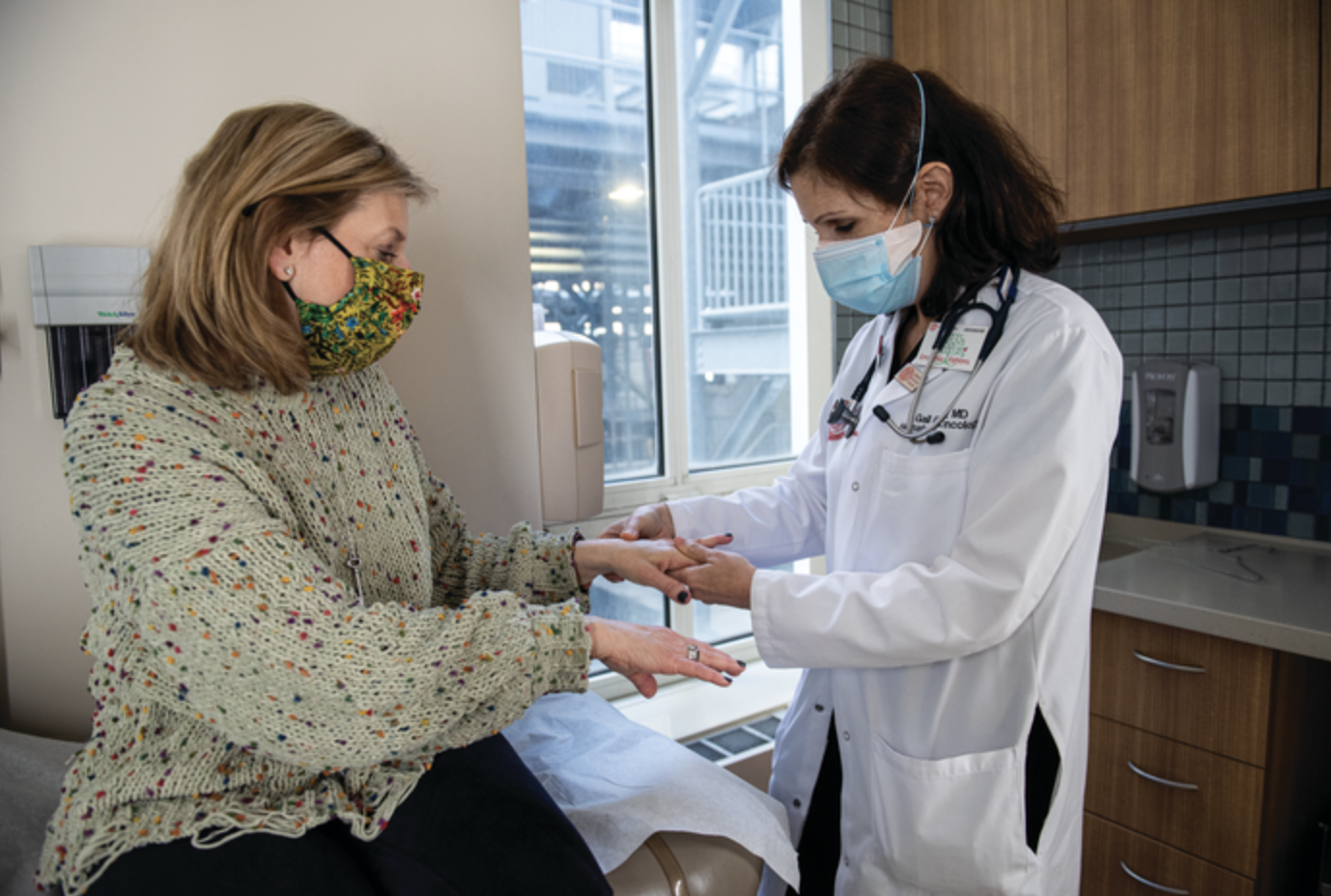 Personalized Care: Dr. Gail Roboz (above right), examines patient Cheryl Bonder this spring as part of her ongoing treatment.
