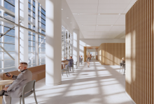 A rendering of space in Weill Cornell Medicine's planned medical research center at 1334 York Ave., the current home of Sotheby's auction house. Credit: SOM